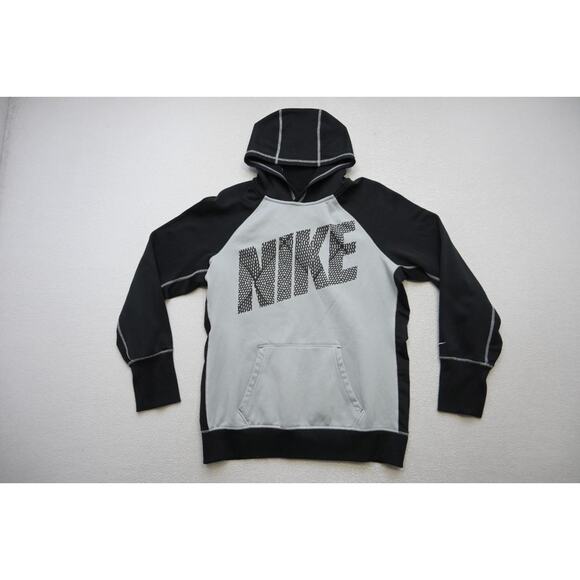 Nike Hoodie Therma Fit Gray Black Pullover Fleece Sweater Boys Size Large - Picture 5 of 7